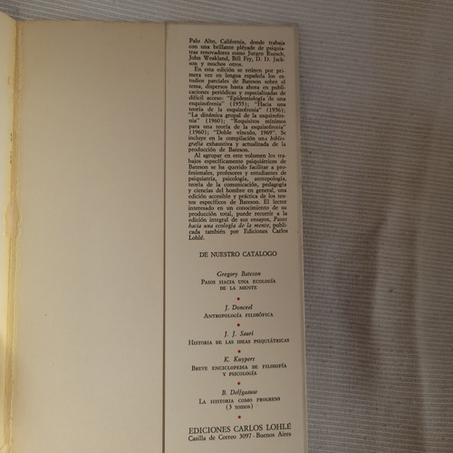 Imagen 5 de 8 de Doble Vinculo Y Esquizofrenia Gregory Bateson Carlos Lohle