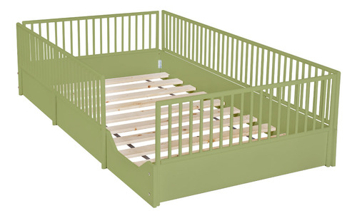 Cama Cuna Para Bebe De Madera En 7 Colores Mate Individual Color Verde