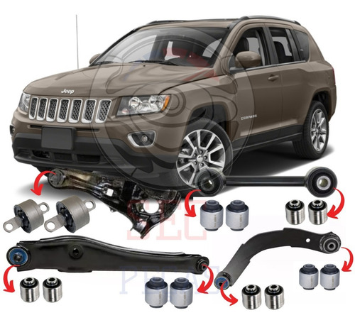Kit Buchas Braço Bandeja Suspensao Traseira Jeep Compass