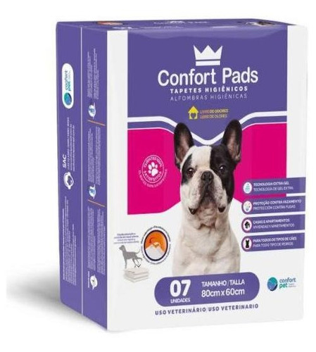 Tapetes Higiênicos Confort Pads 80x60cm 07 Unidades