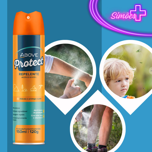 Repelente De Insetos Above Protect 150ml Contra Dengue 6 Un