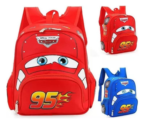 Mochila infantil de dibujos animados de Disney para niños con coche para jardín, color rojo