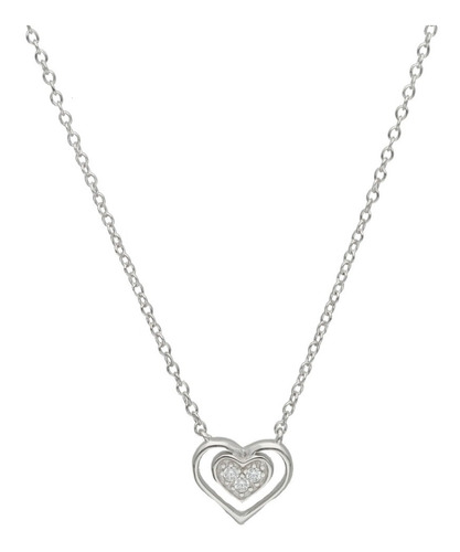 Collar Corazon Fijo Con Cubic De Plata 925 Rodinada 60078