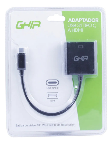 Ghia Adaptador Usb-c Macho - Hdmi Hembra, Negro Adap-12