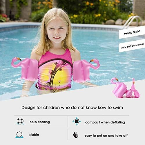 LAFALA Pool Floats Swimming Armbands Inflatable Flamingo Swimming Pool Floaties Swim Wings Tube Perfect for Kids Adults to Learning Swim Pink 