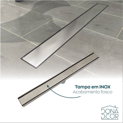 Ralo Linear 90 Cm Aço Inox Tampa Invisível Oculto Retangular Box Banheiro Luxo Não É Pvc Dona D.cor