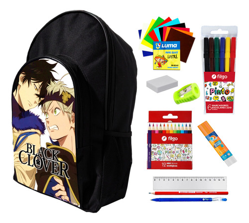 Super Combo Mochila + Utiles De Black Clover  #304