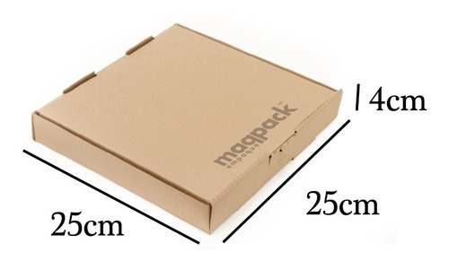 Imagen 3 de 7 de 50 Cajas Para Pizza 25x25x4cms Carton Microcorrugado Kraft