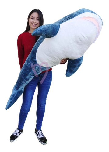 Imagen 3 de 3 de Peluche Tiburon Grande Azul Gigante 140 Cm
