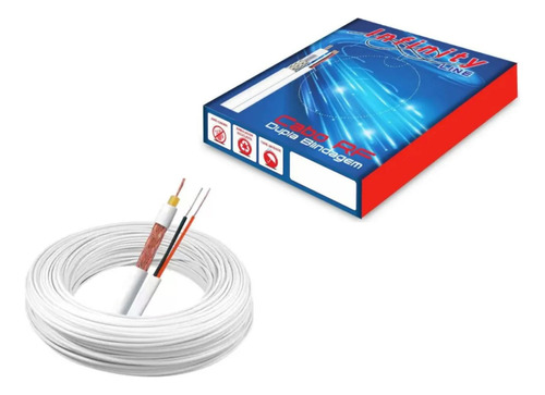 100m Cabo Coaxial Bipolar 4mm 95% De Malha Dupla Blindagem Cobertura Branco