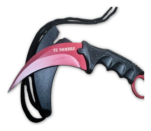 Karambit Blood R Personalizado Laser Con Nombre O Iniciales Color Rojo