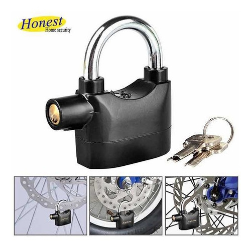 Imagen 10 de 10 de Candado Alarma Inoxidable Para Moto O Bicicleta