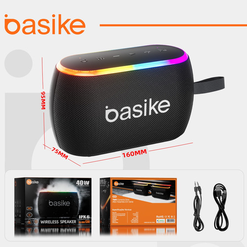 Caixa De Som 40w Portatil Bluetooth Tws Potente Ipx6 Com Rgb
