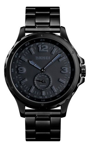 Reloj Homobre Skmei 1513 Acero Minimalista Elegante Clasico Color de la malla Negro Color del bisel Negro Color del fondo Negro