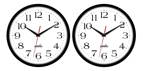 Hippih Paquete De 2 Relojes De Pared Silenciosos, De 10 PuLG