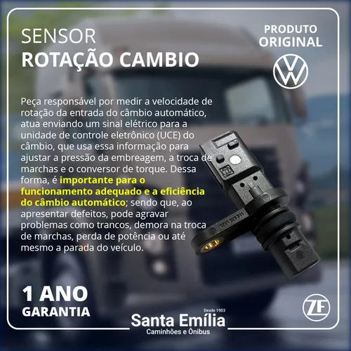 Sensor De Rotação Cambio Zf Original Vw 2v3311478 12tx2424td Sensor De Rotação Cambio Zf Original Vw 2v3311478 12tx2424td