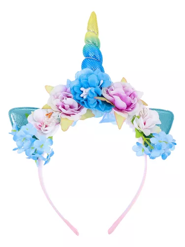 Diadema de unicornio con flores