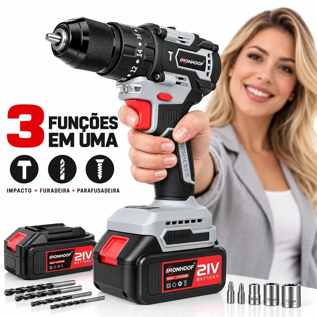 Parafusadeira Impacto E Furadeira Brushless Bivolt