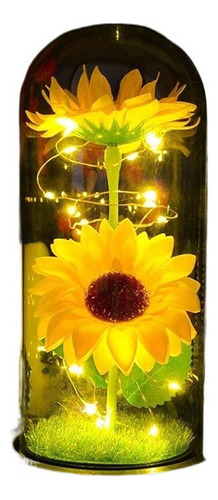 Regalo Para Mujer Girasol Flores Eternas Artificiale Con Luz