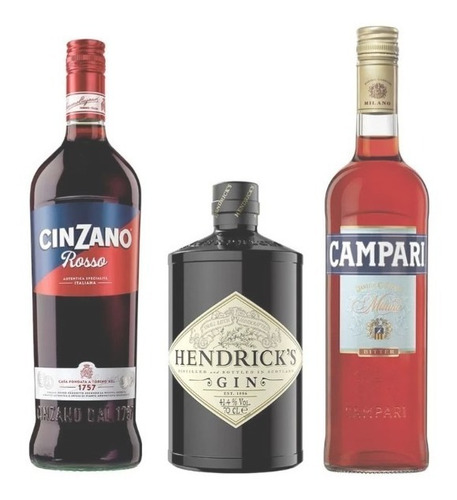 Kit Cóctel Negroni: Hendricks + Campari +  Cinzano Rosso