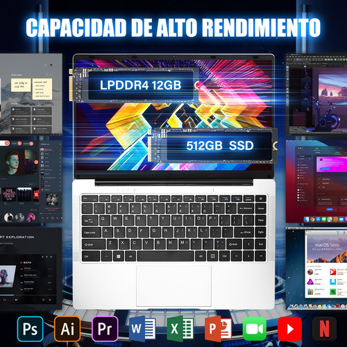 Laptop 14.1'' Notebook Portátil Español Teclado 12gb 512gb