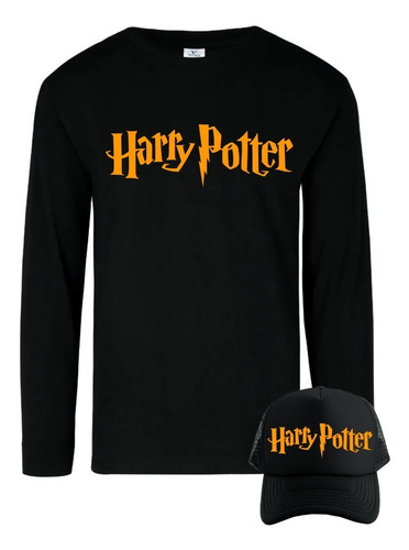 Camiseta Harry Potter Hp Manga Larga Camibuso Obsequio Gorra