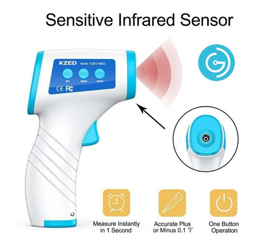 Termómetro Infrarrojo Facial Kzed-8801 Certificado Fda Y Ce