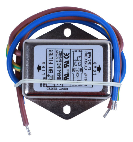 2 Filtros De Ruido De Fase Individual Ac 115 V/250 V 6 A Emi