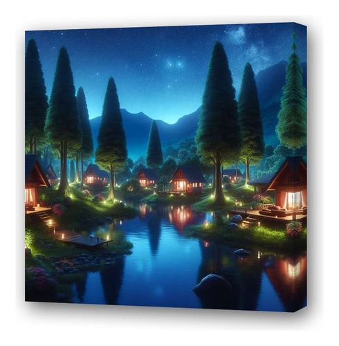 Cuadro 45x45cm Paraiso En El Lago Arboles Naturaleza
