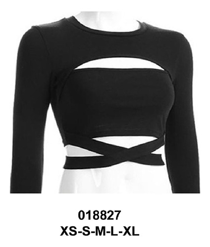 018827 - Molde De Crop Top Con Abertura En Delantero Y Amarr