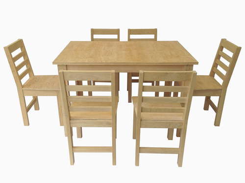 Comedor De Madera Rústico Natural 6sillas Mesa 1.20m X 80cm