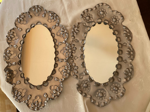 Espejos Decorativos Con Marco Tallado De Aluminio Gris (Usado)