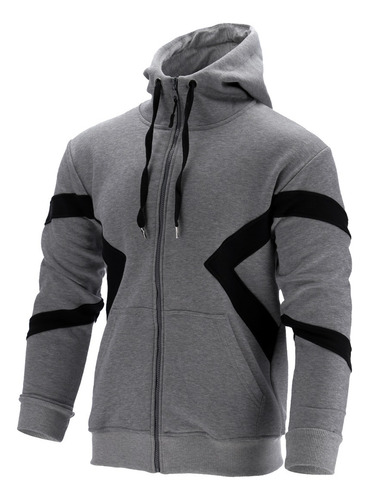 Imagen 4 de 8 de Campera Moda Cierre Cruzado Hoodie Slim Fit Canguro A10