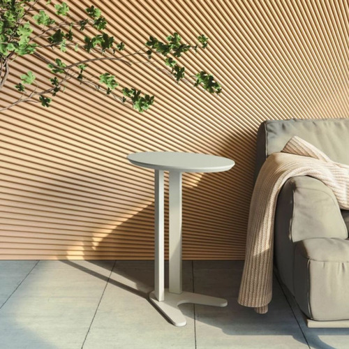 Mesa Auxiliar Lateral Oval 60cm - Off White Cor Branco