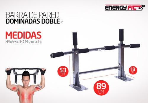 Imagen 7 de 8 de Barra Dominadas Pared Paralela Multifuncion 300k Importada
