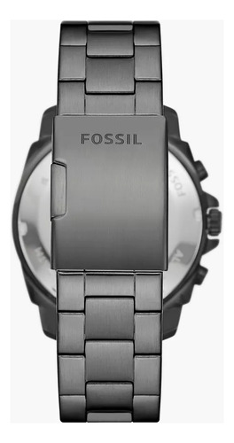 Reloj Para Caballero Fossil Bq2816 Correa Gris Oscuro Bisel Gris Oscuro Fondo Azul Oscuro