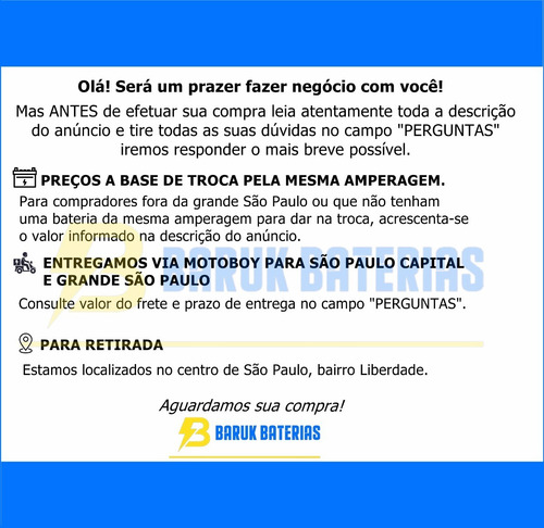 Bateria 70 Ah Amperes Strada 2 Linha Heliar