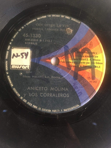 Vinilo Single Aniceto Molina Y Los Corraleros