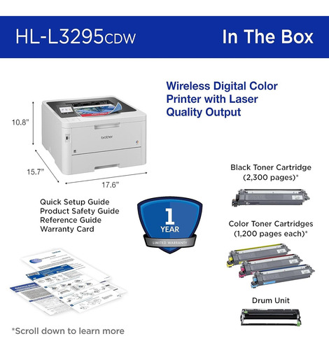 Impresora Color Inalámbrica Brother Hl-l3295cdw 16.68 Kg