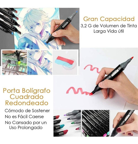 Kit De Marcadores De 48 Colores Y 7 Estilos