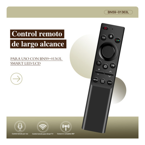 Control Remoto Por Voz Bn59-01363l Para Tv Samsung Au8000 4k