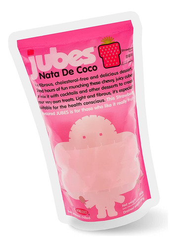 Instan Jelly Nata De Coco Sabor Fresa Por Jubes - 12.7 Onzas