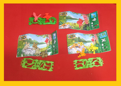 Kinder Sorpresa Natoons Set 3 Figuras Cacatua Rana Raton (Usado)
