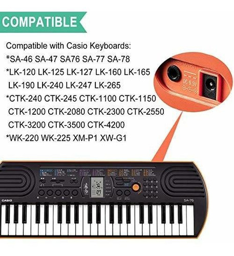 Imagen 2 de 5 de Adaptador Para Teclado Casio Sa Lk Ctk Cargador Fuente