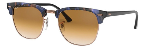 Óculos de sol Ray-Ban Clubmaster Fleck Large armação de acetato cor polished spotted brown/blue, lente light brown degradada, haste black de acetato - RB3016