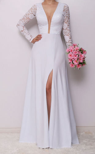 vestido de casamento com fenda