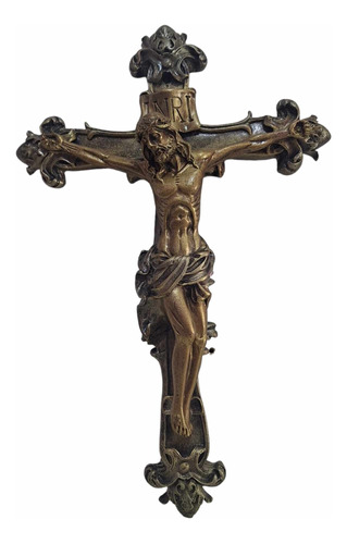 Crucifijo De Pared Cristo Jesus En Cruz De Resina 37 Cm 