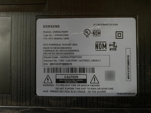 Pantalla Samsung 55 Un55au7000f Estrellada Nueva Caja Refac (Usado)