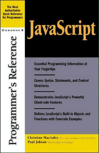 Javascript Programmer's Reference, De Paul Jobson. Editorial Mcgraw Hill Education Europe, Tapa Blanda En Inglés