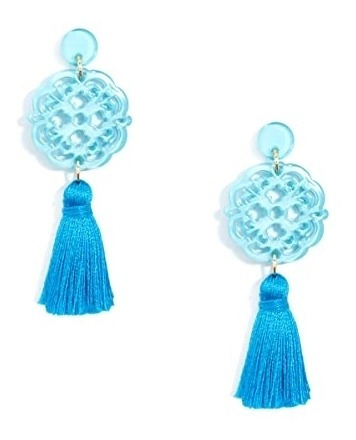 Aretes De Borla De Resina Acrílica Para Mujeres Azul